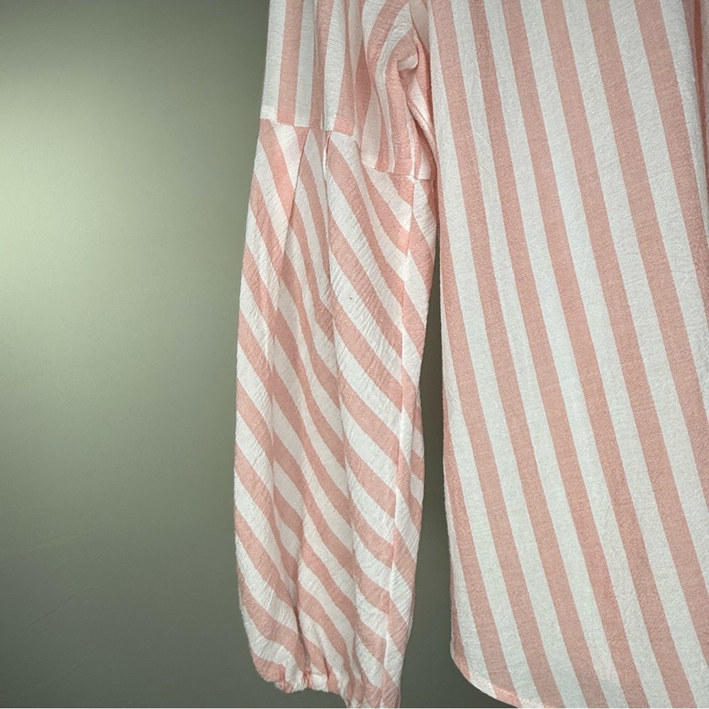 Chico's Pink and White Striped Button Down Shirt - Picture 4 of 5